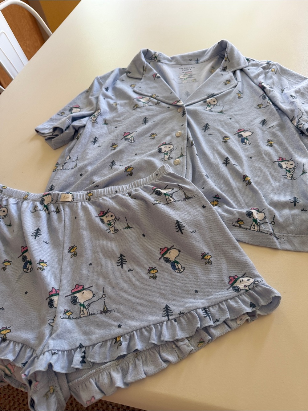 American Eagle Outfitters Light Blue Snoopy Print Pajama Set Sz M. Box1 - Picture 5 of 8